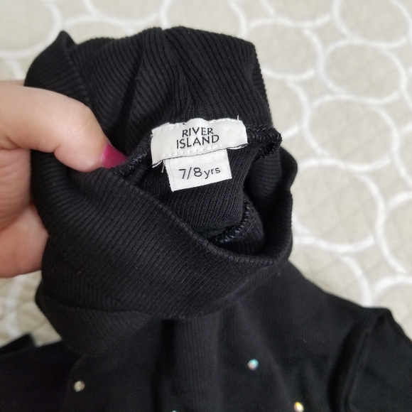 🔴 Nwot River Island turtleneck crop top with rhinestones on front size 7 (E4) - Picture 6 of 10